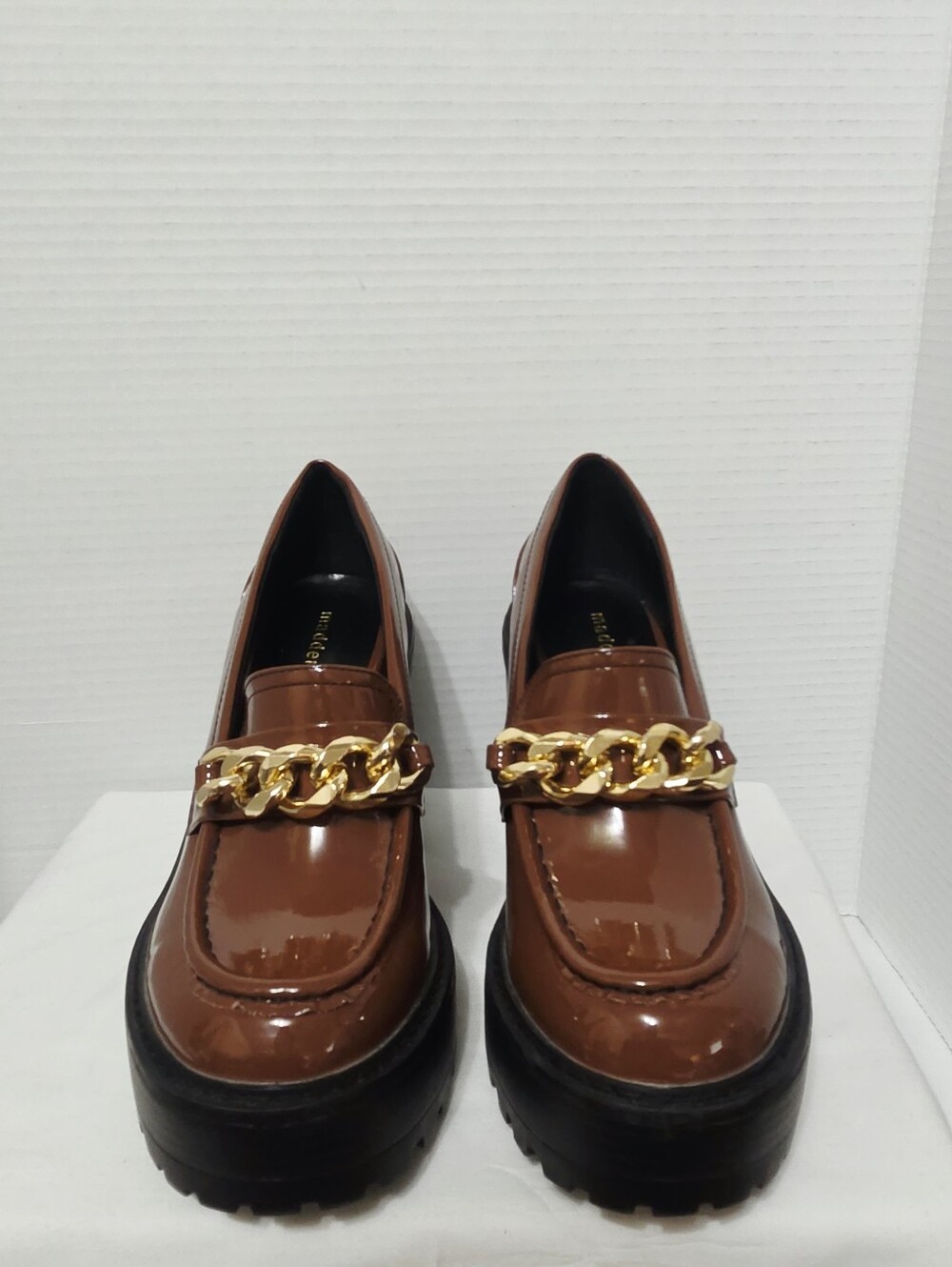 Madden Girl Kassidy Patent Leather Platform Chunky Loafer Chocolate Brown 8.5 - Picture 11 of 11